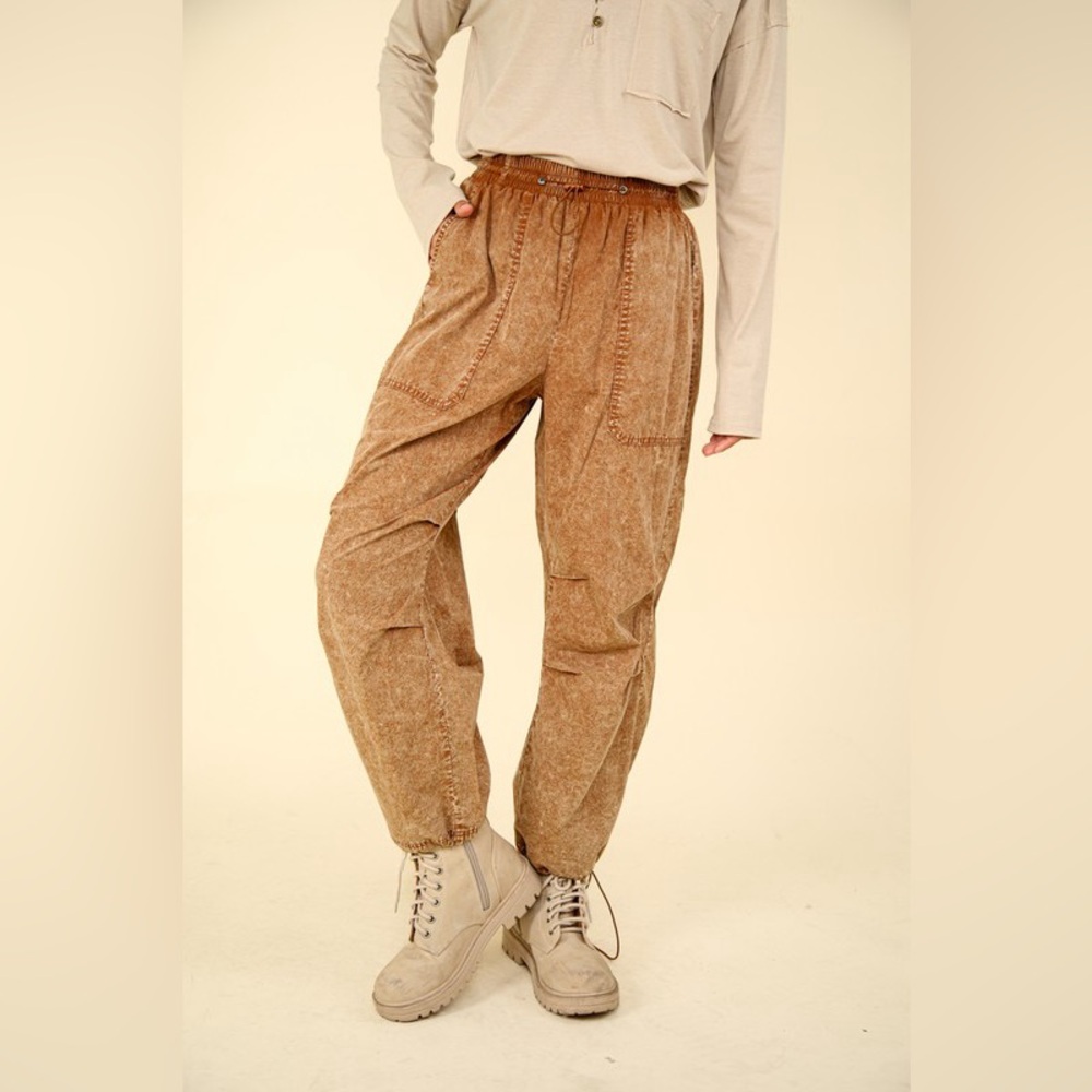 Acid Wash Parachute Pants in Tan, size Small, NWT